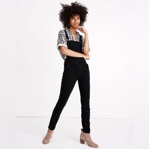Madewell Black Skinny Denim Overalls in Lunar Wash